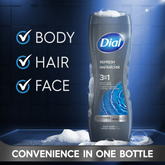 Dial Men 3in1 Body, Hair and Face Wash, Hydro Fresh,